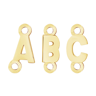 Block Initials with Two Jump Rings in 14K Gold (6.00 mm)