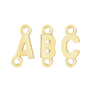 Block Initials with Two Jump Rings in 14K Gold (4.50 mm)