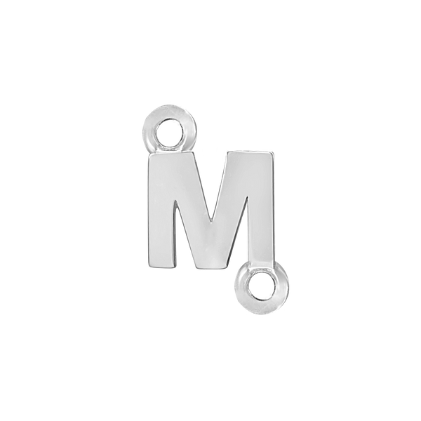 Block Initials with Two Jump Rings in Sterling Silver (4.50 mm)