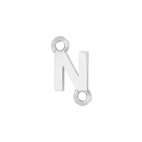 Block Initials with Two Jump Rings in Sterling Silver (4.50 mm)