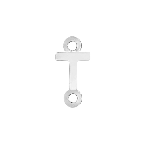 Block Initials with Two Jump Rings in Sterling Silver (4.50 mm)