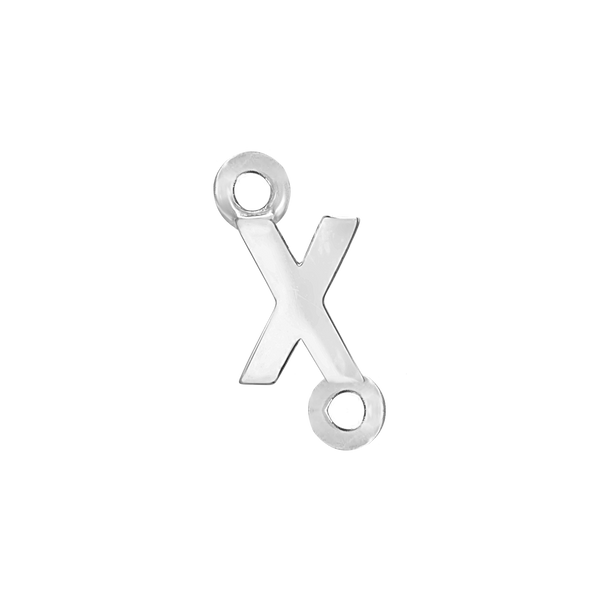 Block Initials with Two Jump Rings in Sterling Silver (4.50 mm)