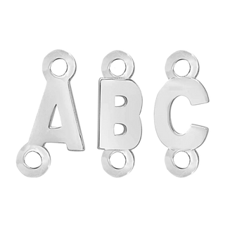 Block Initials with Two Jump Rings in Sterling Silver (8.00 mm)