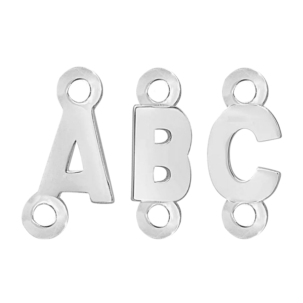 Block Initials with Two Jump Rings in Sterling Silver (8.00 mm)