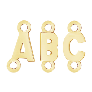 Block Initials with Two Jump Rings in 14K Gold (8.00 mm)