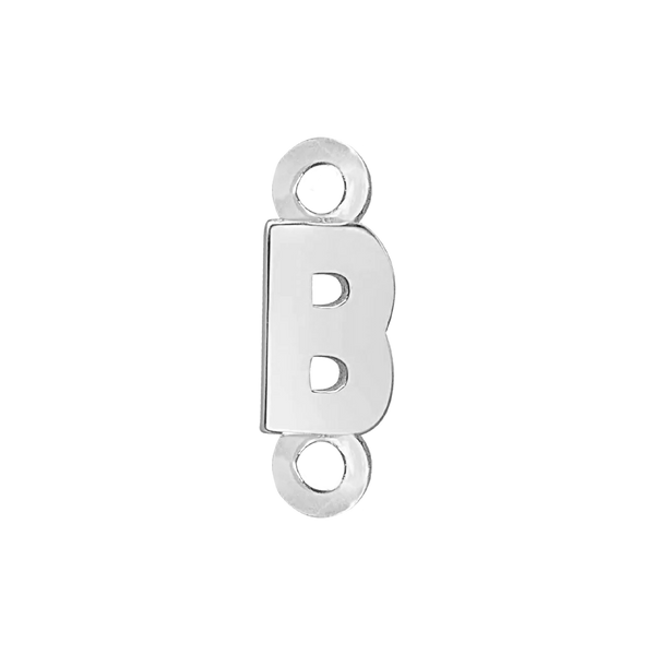 Block Initials with Two Jump Rings in Sterling Silver (8.00 mm)