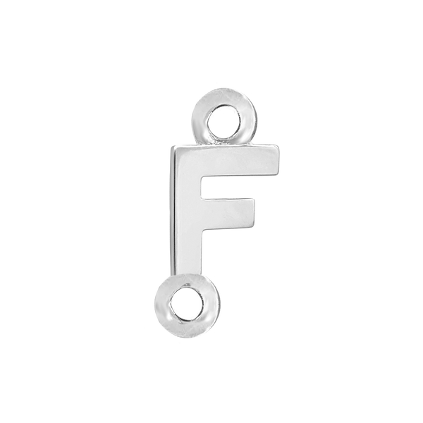 Block Initials with Two Jump Rings in Sterling Silver (8.00 mm)