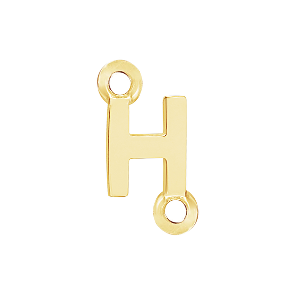Block Initials with Two Jump Rings in 14K Gold (8.00 mm)