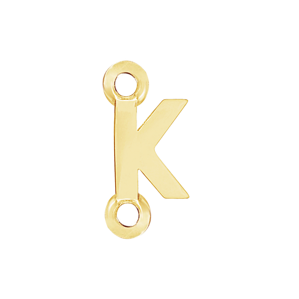 Block Initials with Two Jump Rings in 14K Gold (8.00 mm)