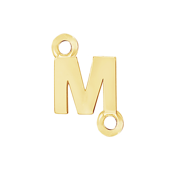 Block Initials with Two Jump Rings in 14K Gold (8.00 mm)