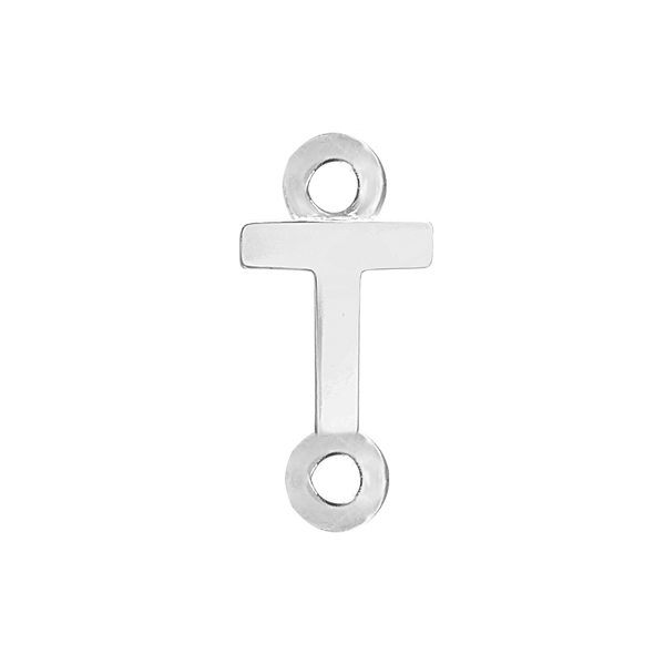 Block Initials with Two Jump Rings in Sterling Silver (8.00 mm)