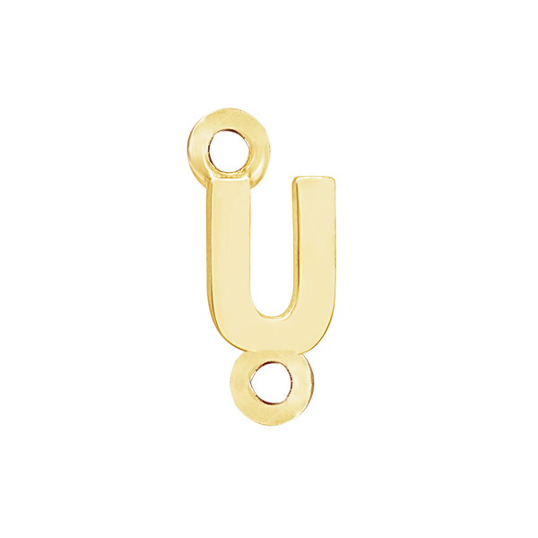Block Initials with Two Jump Rings in 14K Gold (8.00 mm)