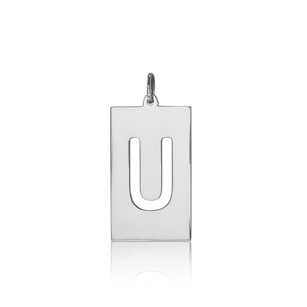 Uppercase Block Cut Out (28mm) (100% Polished with Bail)