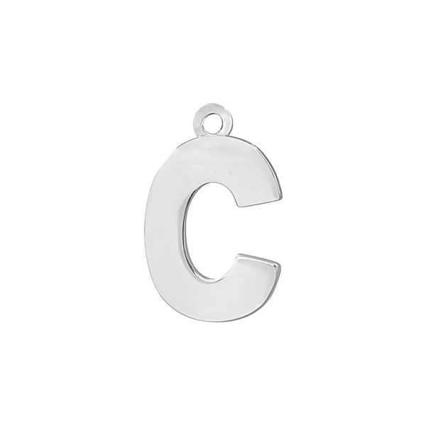 Block Initial Pendant with 1 Ring in 14K Gold (15.00 mm)