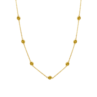 Finished Diamond by the Yard Cable Chain Anklet in 14K Yellow Gold with Citrine Stones