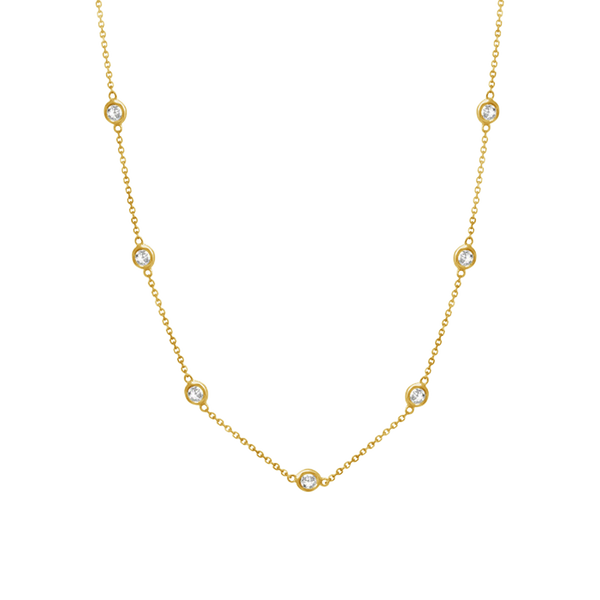 Finished Diamond by the Yard Cable Chain Bracelet in 14K Yellow Gold with Natural Diamonds
