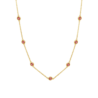 Finished Diamond by the Yard Cable Bracelet in 14K Yellow Gold (Tourmaline - October Birthstones)