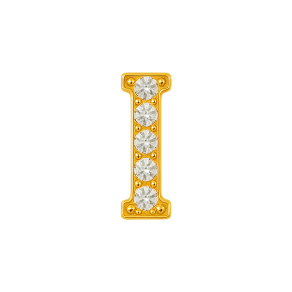 Large Initial Charm with Natural Diamonds Finding in 14K Gold (8 mm)