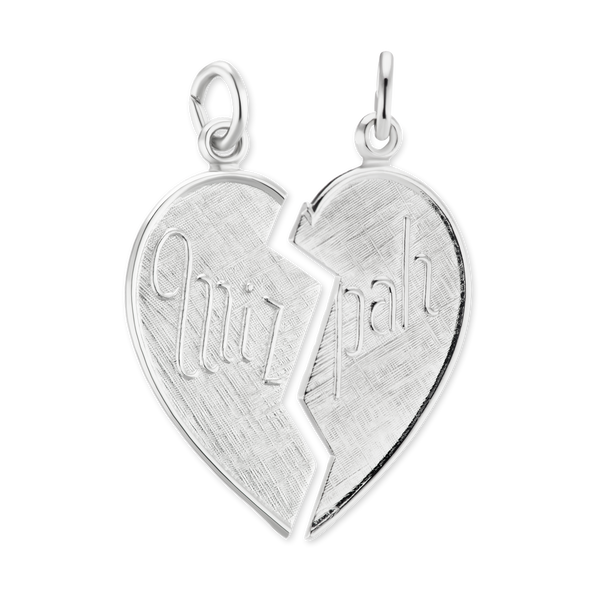 Sterling Silver Mizpah Breakaway Heart Pendant (32 x 25 mm)