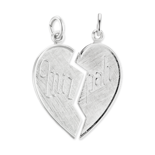 Sterling Silver Mizpah Breakaway Heart Pendant (32 x 25 mm)