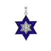 Sterling Silver Star of David Pendant with Cubic Zirconia and Enamel (33 x 22 mm)