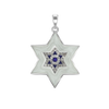 Sterling Silver Star of David Pendant with Cubic Zirconia and Enamel (33 x 22 mm)