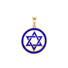 Sterling Silver Star of David Medallion with Blue Enamel (30 x 22 mm)