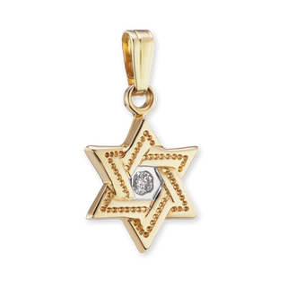 Sterling Silver Star of David Pendant with Cubic Zirconia (16 x 9 mm)