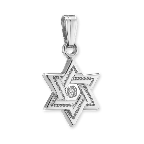 Sterling Silver Star of David Pendant with Cubic Zirconia (16 x 9 mm)