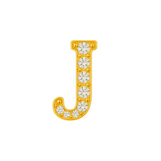 Small Initial Charm with Natural Diamonds Finding in 14K Gold (.005 ct)
