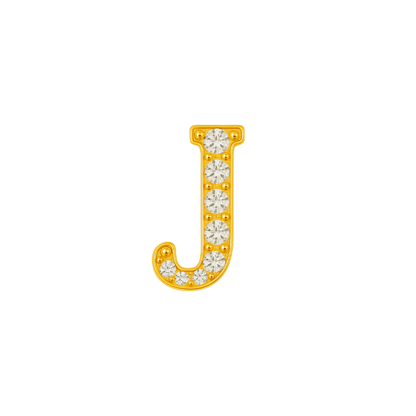 Large Initial Charm with Natural Diamonds Finding in 14K Gold (8 mm)
