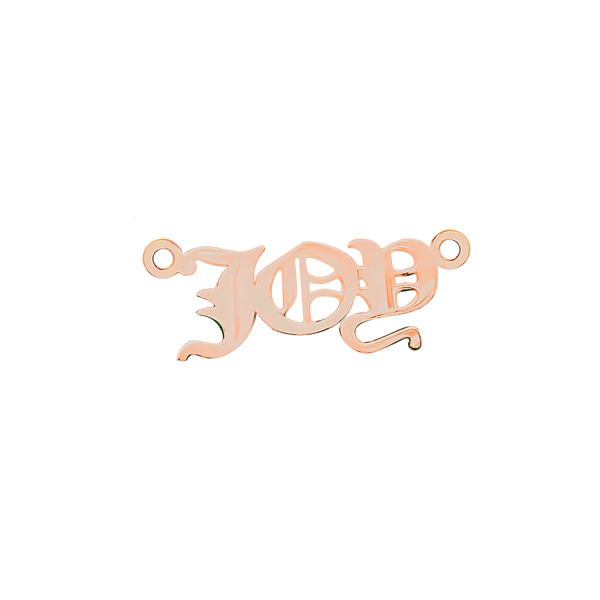 Old English Laser Cut Out in 14K Pink Gold