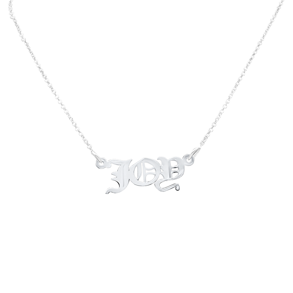 Old English Laser Cut Out Necklace in Sterling Silver (18" Chain)