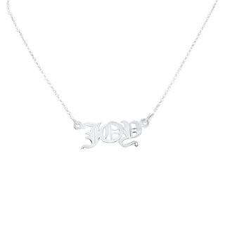 Old English Laser Cut Out Necklace in 14K White Gold (18" Chain)