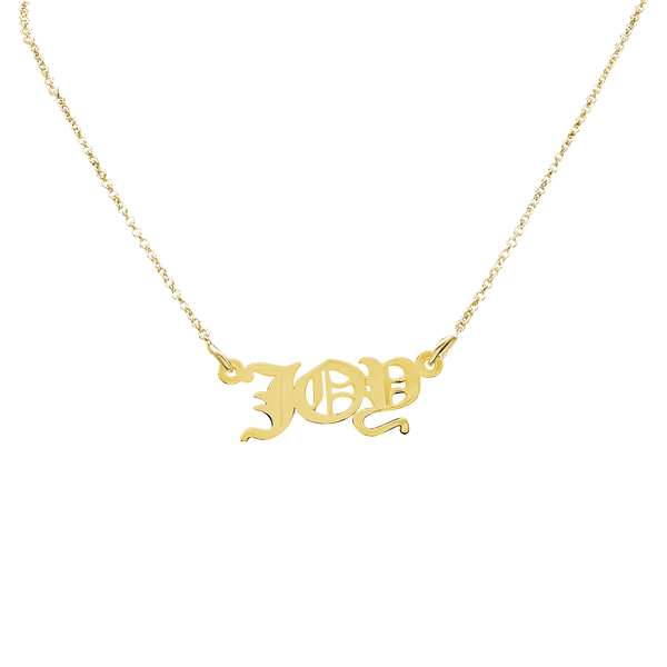 Old English Laser Cut Out Necklace in 10K Yellow Gold (18" Chain)