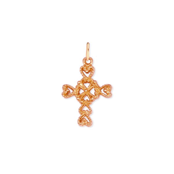 Sterling Silver Filigree Heart Motif Cross Pendant (23 x 14 mm)