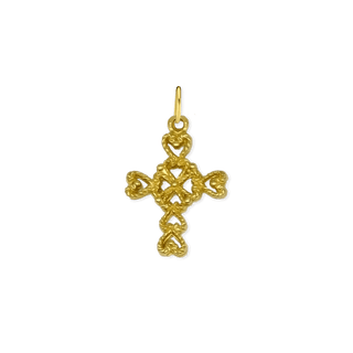 Sterling Silver Filigree Heart Motif Cross Pendant (23 x 14 mm)