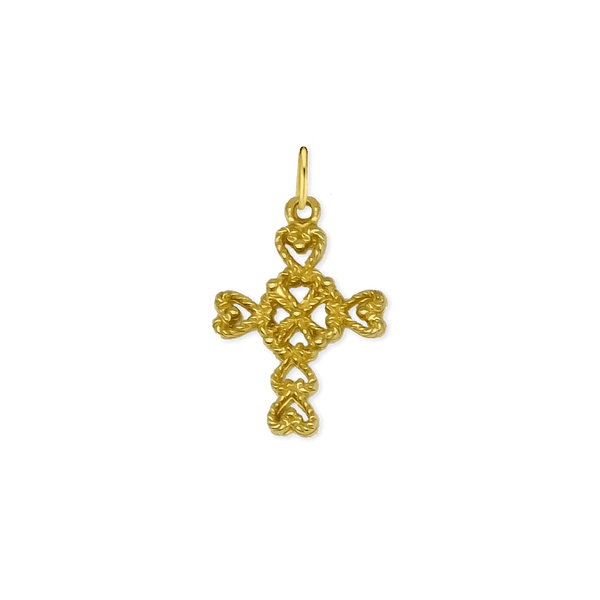 Sterling Silver Filigree Heart Motif Cross Pendant (23 x 14 mm)