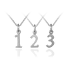 Modern Number Pendants with Jump Ring in Sterling Silver (14 x 5mm) (100% Polished with Bail)