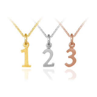 Modern Number Pendants with Jump Ring (14 x 5mm) (100% Polished with Bail)