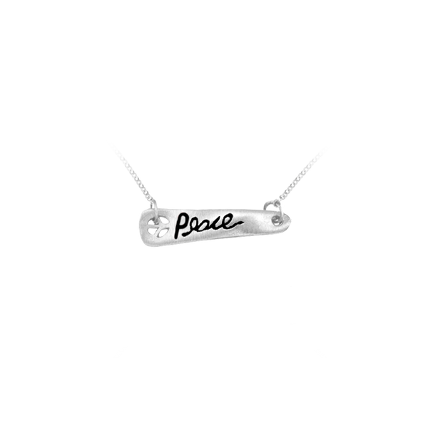 Peace Bar Necklace in Sterling Silver (20 x 5 mm)