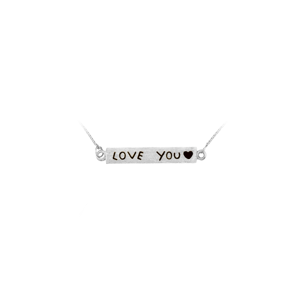 Love You Bar Necklace in Sterling Silver (4 x 31 mm)