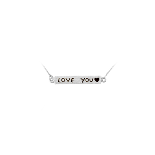 Love You Bar Necklace in Sterling Silver (4 x 31 mm)