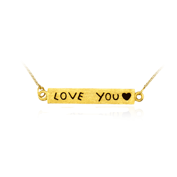 Love You Bar Necklace in Sterling Silver (4 x 31 mm)