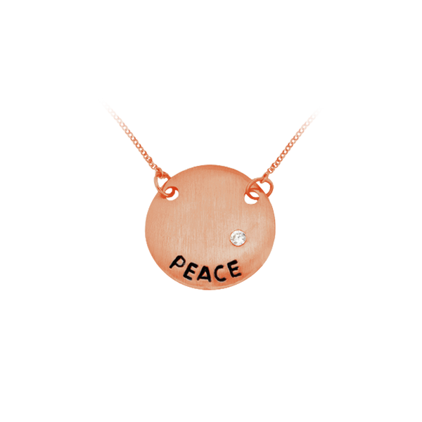 Peace Necklace with Cubic Zirconia in Sterling Silver (16 x 16 mm)