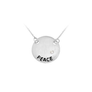 Peace Necklace with Cubic Zirconia in Sterling Silver (16 x 16 mm)