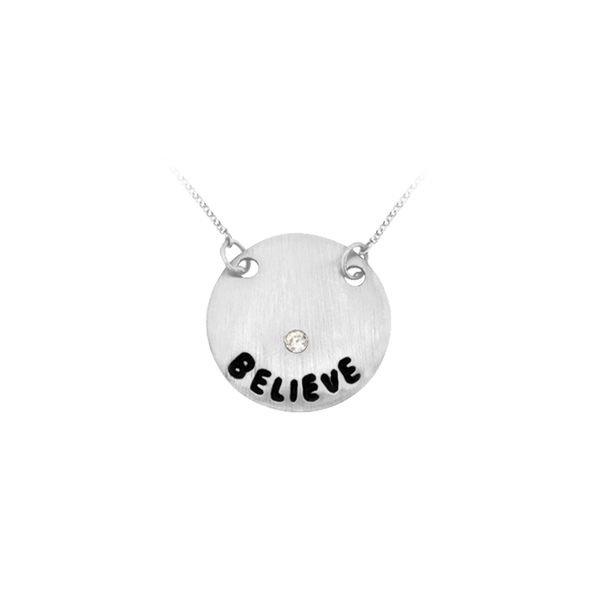 Believe Necklace in Sterling Silver (16 x 16 mm)