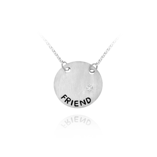 Friend Necklace with Cubic Zirconia in Sterling Silver (16 x 16 mm)