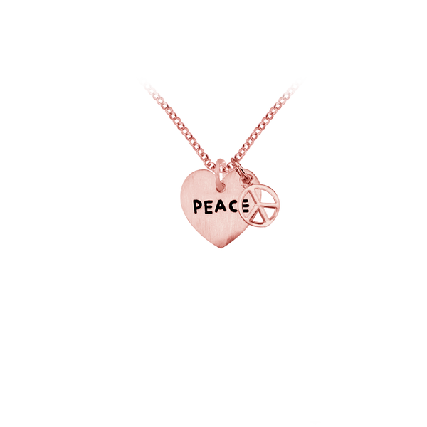 Peace Heart Necklace in Sterling Silver (15 x 15 mm)