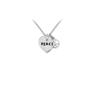 Peace Heart Necklace in Sterling Silver (15 x 15 mm)
